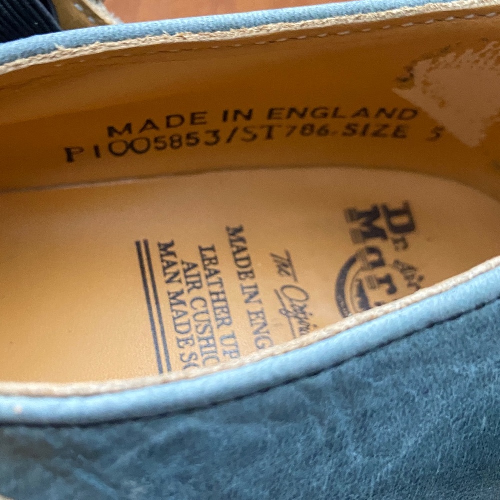 Dr. Martens Vintage Blue Leather Mary Jane Shoes Made in England Women's Size 7 - Picture 7 of 16